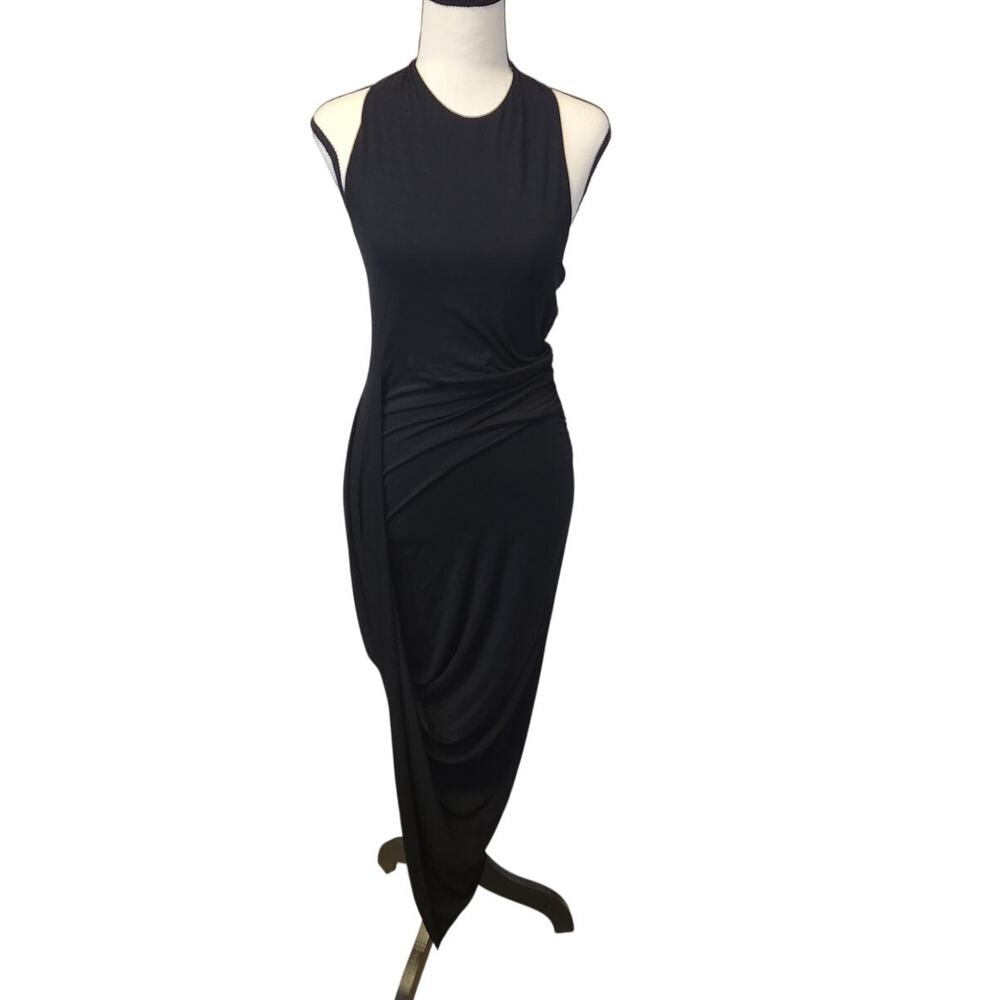 ASTR Asymmetrical Halter Black Super Soft Flattering Cocktail Dress Women Medium - Picture 3 of 12